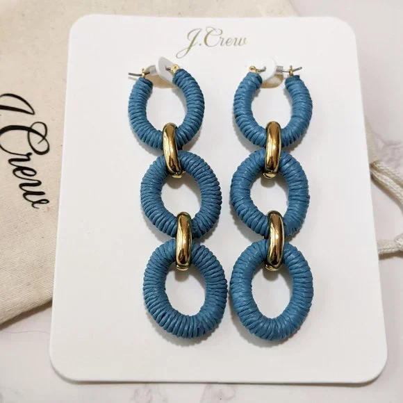 J. Crew Cotton Raffia-wrapped Chain Earrings - Picture 2 of 4
